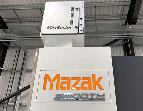 MistBuster installed on Mazak machine in shop